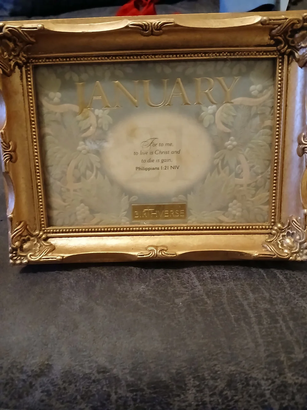 January  Gold Ornate BIRTHVERSE Picture Frame with Decorative Motif